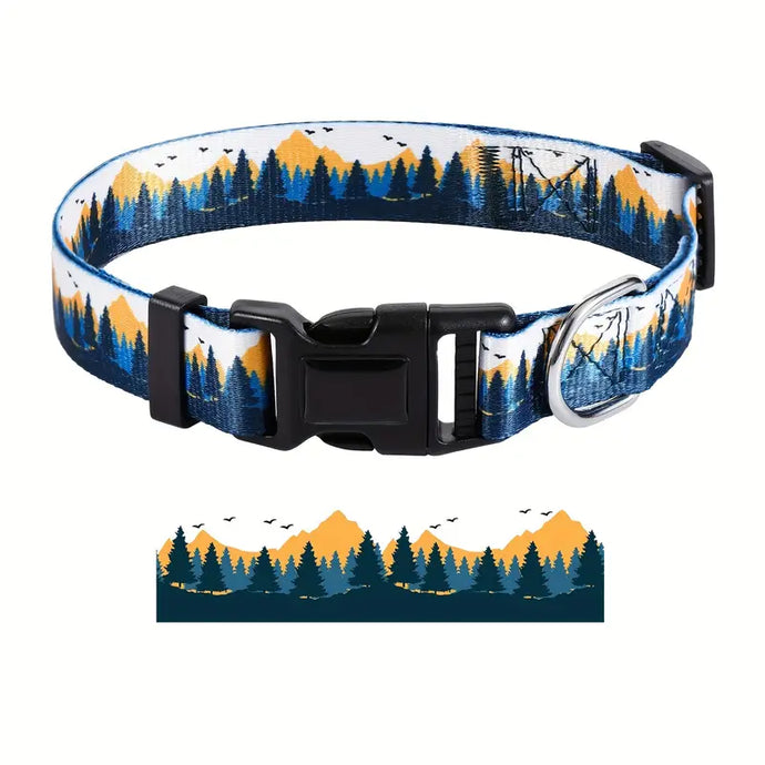 Adjustable Mountain Scene Dog Collar