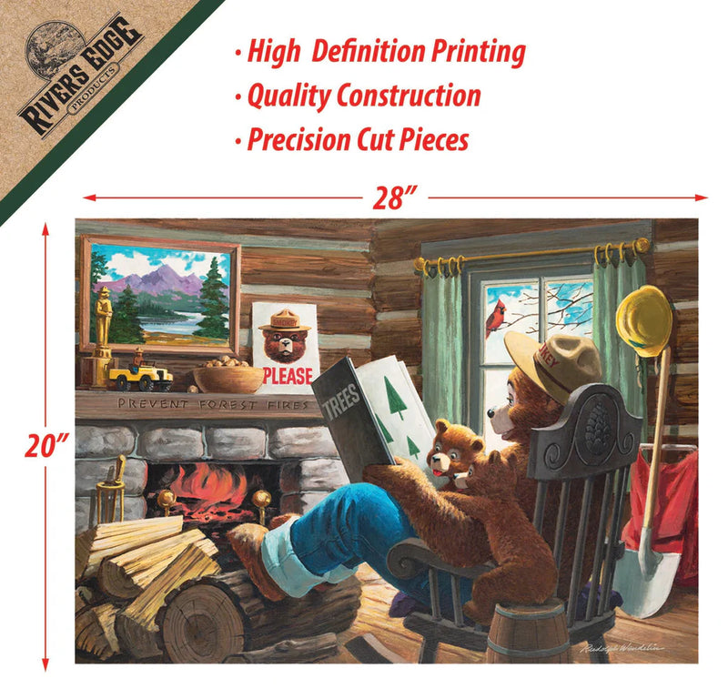 Load image into Gallery viewer, Smokey Bear by Fireplace Puzzle 1000 Piece
