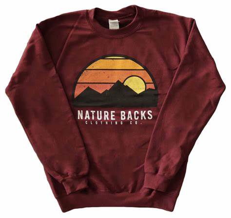 Nature Backs Dusk Crew Neck Sweatshirt Maroon