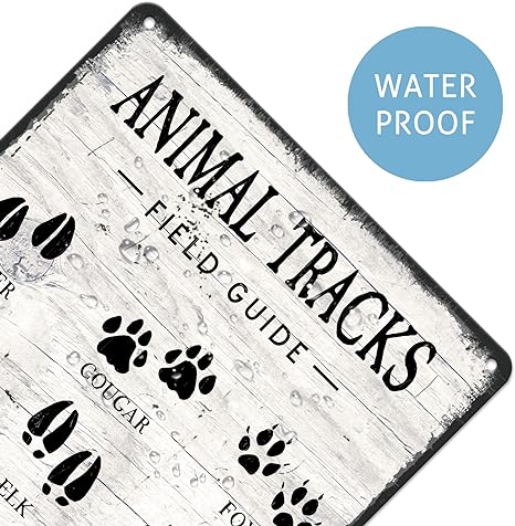 Animal Tracks Field Guide Tin Sign 12x8