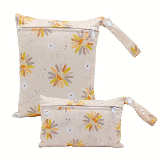 Waterproof Daisy Flower Print 2 pc Wet / Dry Bag