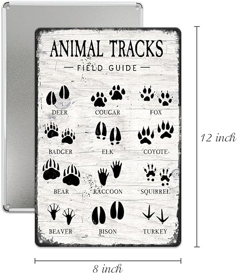 Load image into Gallery viewer, Animal Tracks Field Guide Tin Sign 12x8
